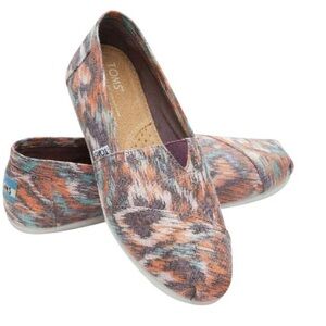TOMS Classic Multicolor Canvas Alpargata Slip On Flats  Size 6.5